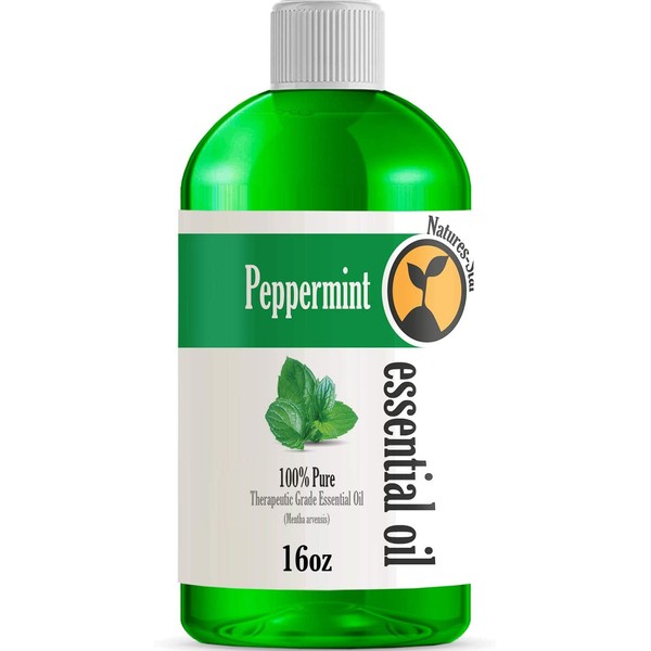 16oz - Bulk Size Peppermint Essential Oil (16 Ounce Total) - Therapeutic Grade Essential Oil - 16 Fl Oz Bottle