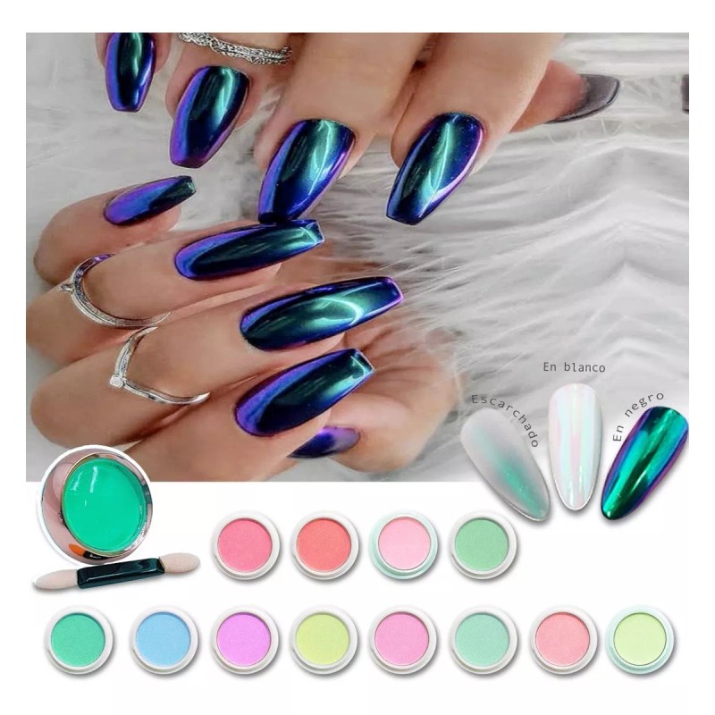 Obp Polvo Para Uñas Efecto Aurora Decoración De Uñas +