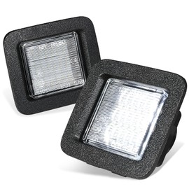 Auto Dynasty License Plate Light Compatible with 2015-2020 Ford F-150, Pair of Full White LED License Plate Lamp Assembly, Black Housing Clear Lens