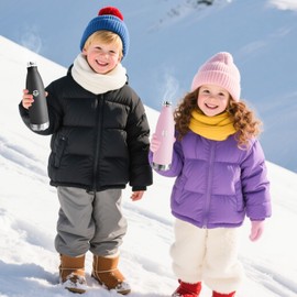 Water Bottle, 500 ml, BPA-Free, Stainless Steel, 18/8 Stainless Steel, Thermos Flask, Double-Walled Vacuum Insulated, Water Bottle Leak-Proof for School, Travel, Camping Thermos Flask - Black