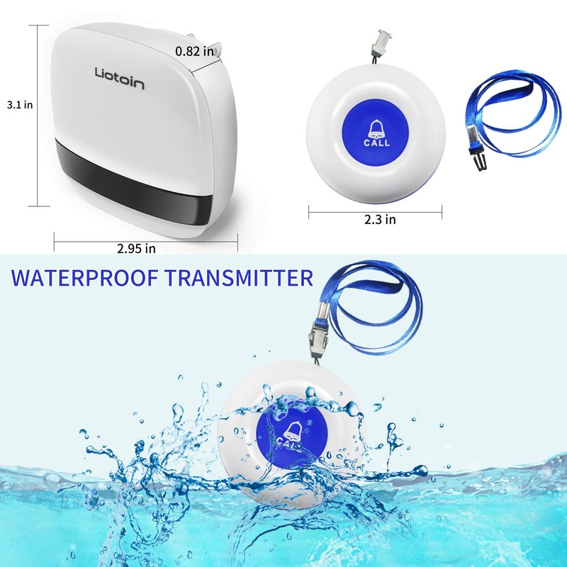 LIOTOIN Wireless Caregiver Pager Elderly Alarm Call Button Personal Alarm