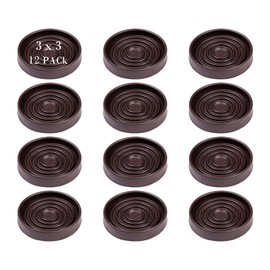 Fursafe&Q Rubber Caster Cups, Non Slip Furniture Pads Hardwood Floors-Furniture Coasters Cups with Anti Sliding Floor Grip, Bed Stoppers to Prevent Sliding, Non Slip Couch Feet Pads 3" 12 Pack Round