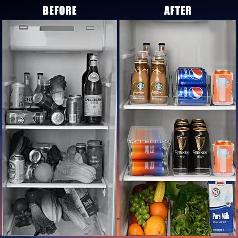 SCAVATA 4 Pack Tall Skinny Can Organizer for Refrigerator, Stackable