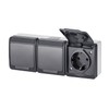 ELEKTRO-PLAST HERMES Surface-Mounted 3-Way Triple Socket IP44 Waterproof Outdoor Anthracite