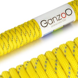 Paracord 550 reflective rope, universally applicable, survival rope made of tear-proof parachute cord (core coat rope made of nylon) universal survival cord - 7 cords 31m/100ft 550lbs capacity, colour: yellow. IMPORTANT: THIS PARACORD ROPE IS NOT SUITABL