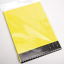 Italian Options 250GSM Non Shed Glitter Card Craft Paper 10 Sheets, A4 Size, Bright Lemon Yellow