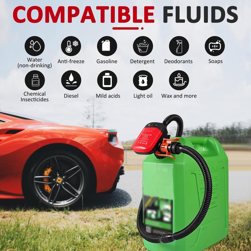 Fuel Transfer Pump, Automatic Portable AA Battery Gas Pump Easy