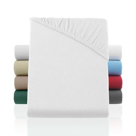 BaSaTex Fleece Flannelette Winter Fitted Sheet, Flannelette Fitted Sheet, 100% Cotton, 90 x 200–100 x 200 cm, White