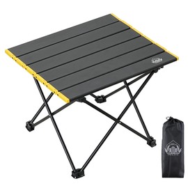 EHHLY Portable Folding Camping Table, Small Compact Aluminum Beach Picnic Table, Lightweight Collapsible Outdoor Camp Tables That Folds & Rolls Up, Beach Gear Essentials Camp Accessories, Black