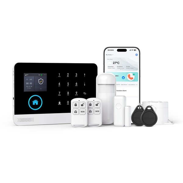 Clouree Home Security System - Alarm 8-Piece Kit Compatible with