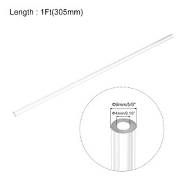 sourcing map 2pcs Clear Rigid Tubing Pipe 4mm ID x 8mm(5/16") OD 1Ft(305mm) Round Plastic Polycarbonate Tube