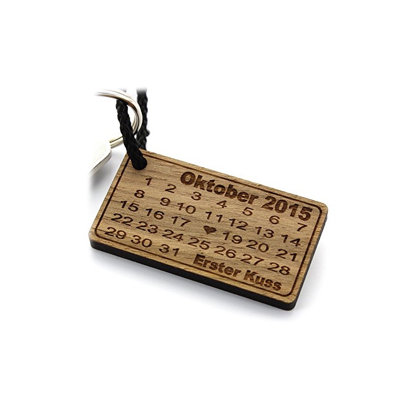 Lieblingsmensch Wooden Key Tag - Heart Calendar