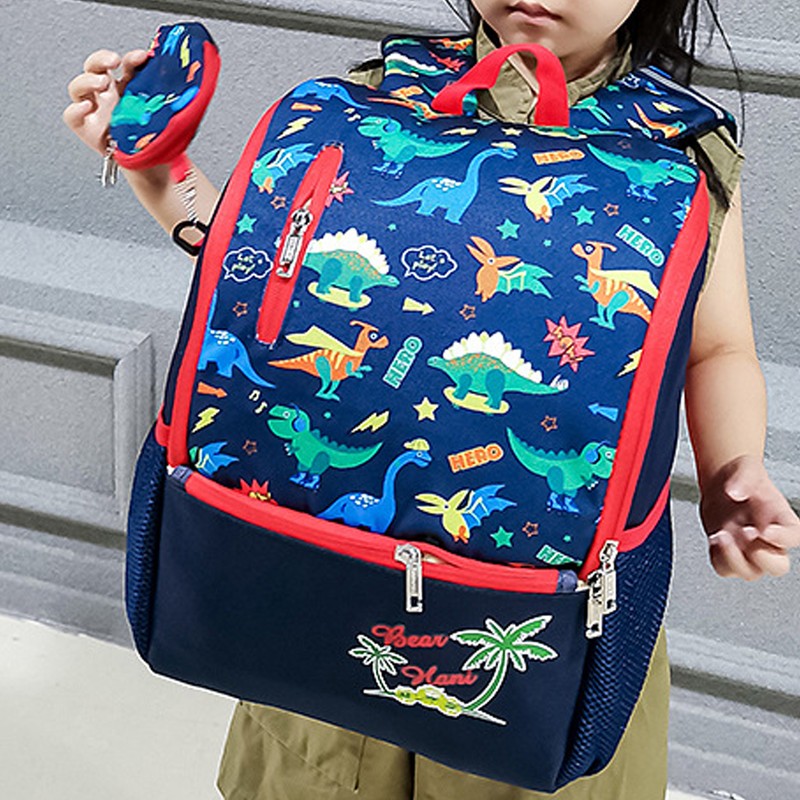 Children Cartoon Dinosaur Pattern Backpack Kid Cute Travel Portable Schoolbag