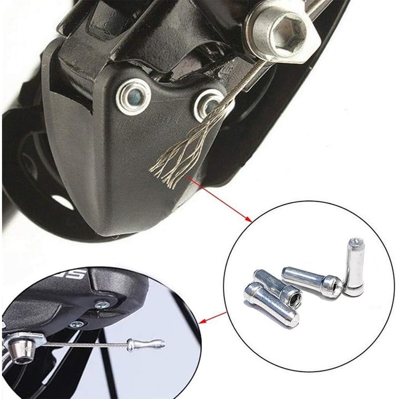 100 Pack Silver Alloy Mountain Bicycle Brake End Sleeves End
