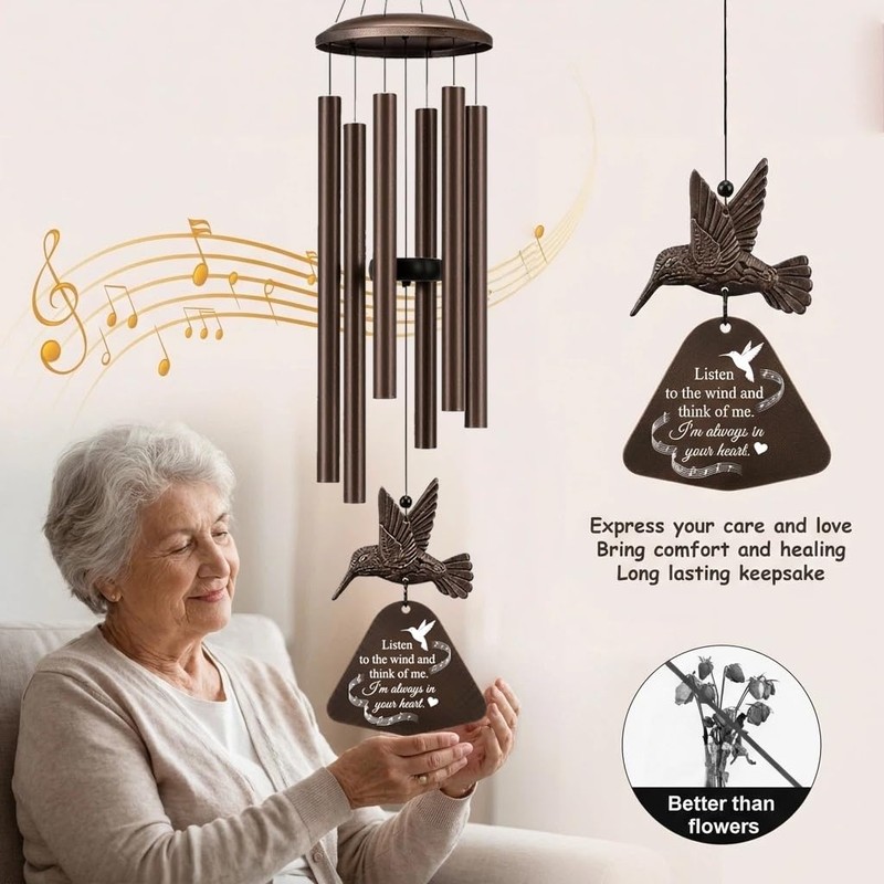 36" Memorial Wind Chimes for Outside, Sympathy Gift for Loss