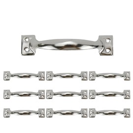 Dahszhi 10Pcs 6 Inch Rustic Gate Handle Pulls Vintage Utility Door Pulls for Home Improvement, Barn Door Hardware with Screws,Silver