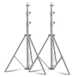 SUPON 2 Packs Stainless Steel Light Stand 110" /2.8m, Spring Cushioned Heavy Duty Tripod Stand with 1/4-inch to 3/8-inch Universal Adapter for Photography Studio Monolight Softbox Reflector Portrait
