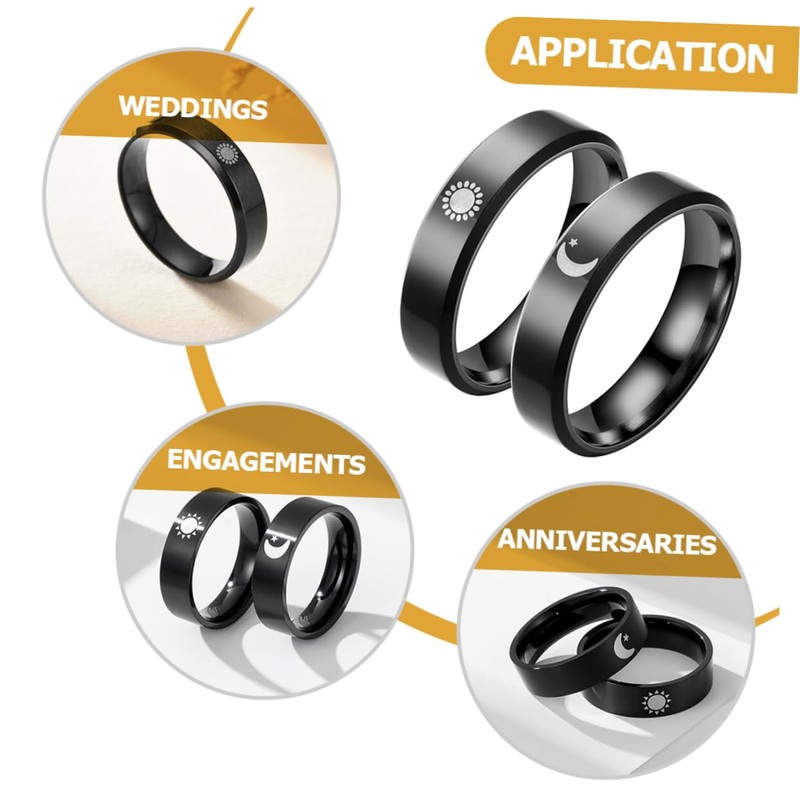 FOMIYES 3 Pairs Moon and Sun Promise Rings for Him