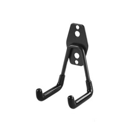 Teensery 2 Pcs Garage Hooks Wall Mounted Garage Storage Utility Hooks Double Hooks Garage Hanger Organizers Garden Tools, Black