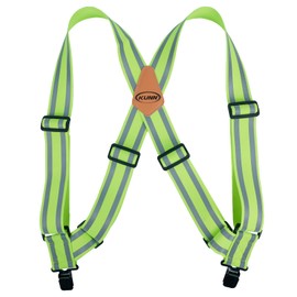 KUNN Safety Suspenders Reflective Mens Side-Clips Suspender 2 Inch Trucker Style Hi Vis Work Suspenders