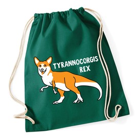 Hippowarehouse Tyrannocorgis Rex Corgi Dog Dinosaur Drawstring Cotton School Gym Bag 37cm x 46cm, 12 litres