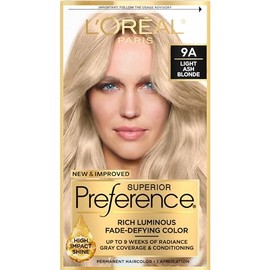 LOral Paris Superior Preference Fade-Defying  Shine Permanent Hair Color, 9A Light Ash Blonde (1 Kit) Hair Dye                                        