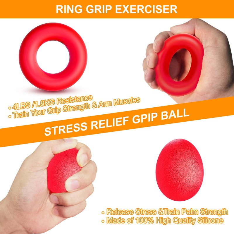 ALMAH Hand Trainer Finger Trainer 5-Pack Forearm Trainer Grip Strength