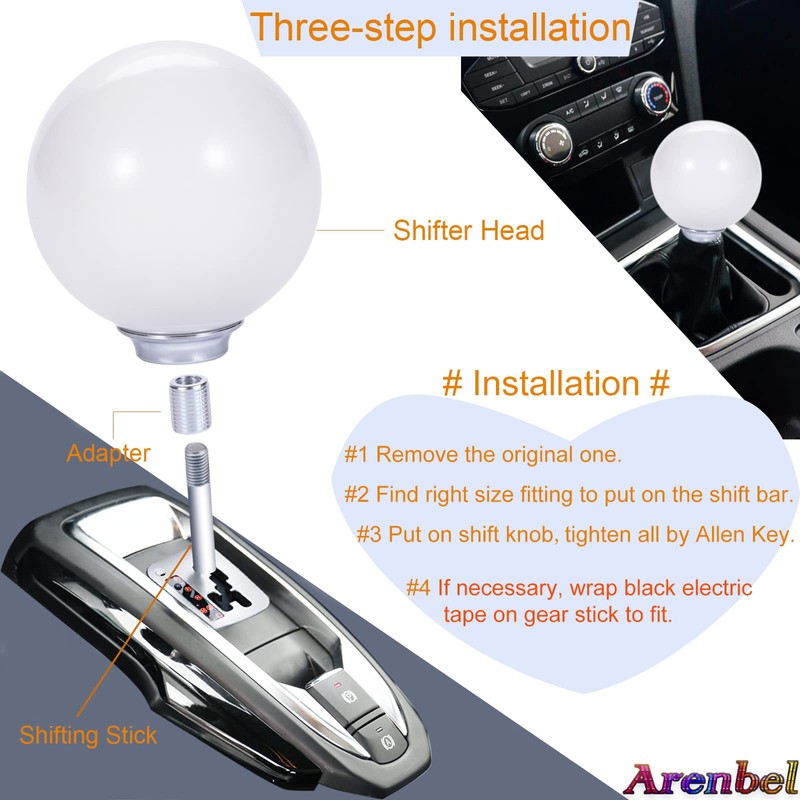 Arenbel Polished 8 Ball Manual Gear Stick Handle Shift Round