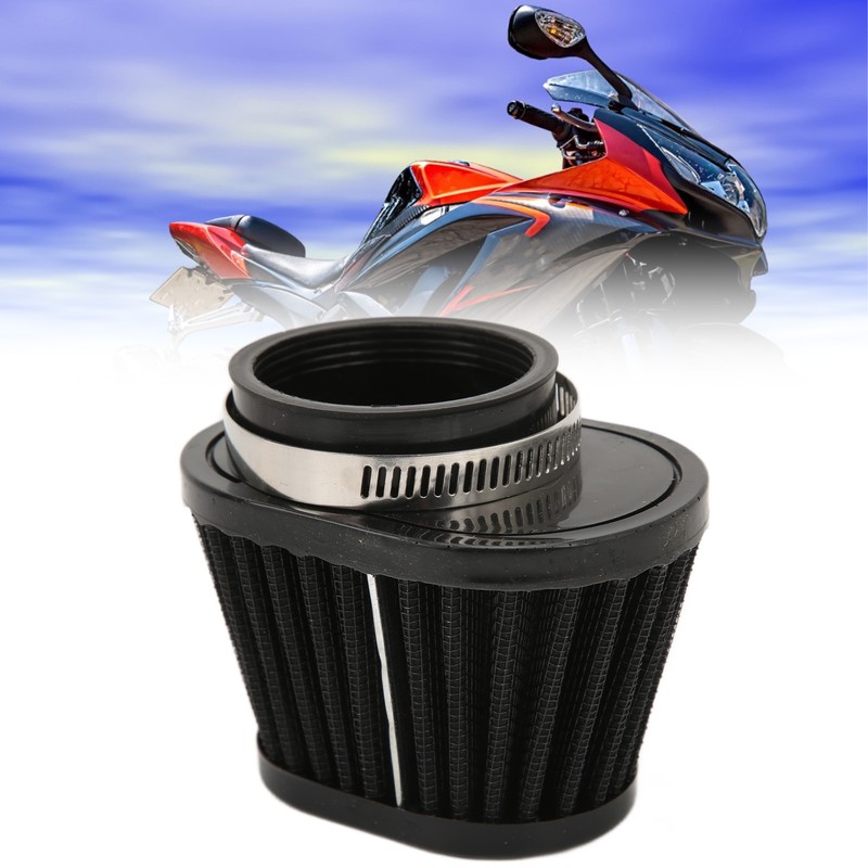 51mm/2in Motorcycle Air Filter ClampOn Dustproof Rubber Black Replacement for