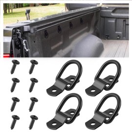 4 Pack D Rings Heavy Duty,Trailer Tie Down Anchor for Fixing 1200 Pound Capacity Heavy Cargo,Universal Truck Bed Tie Down Anchors for Surface Mount on Most Trucks,Pickups,Kayaks