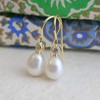 Süßwasserperlen und Zirkonia Ohrhänger aus Sterlingsilber - Handgefertigte Ohrringe für
