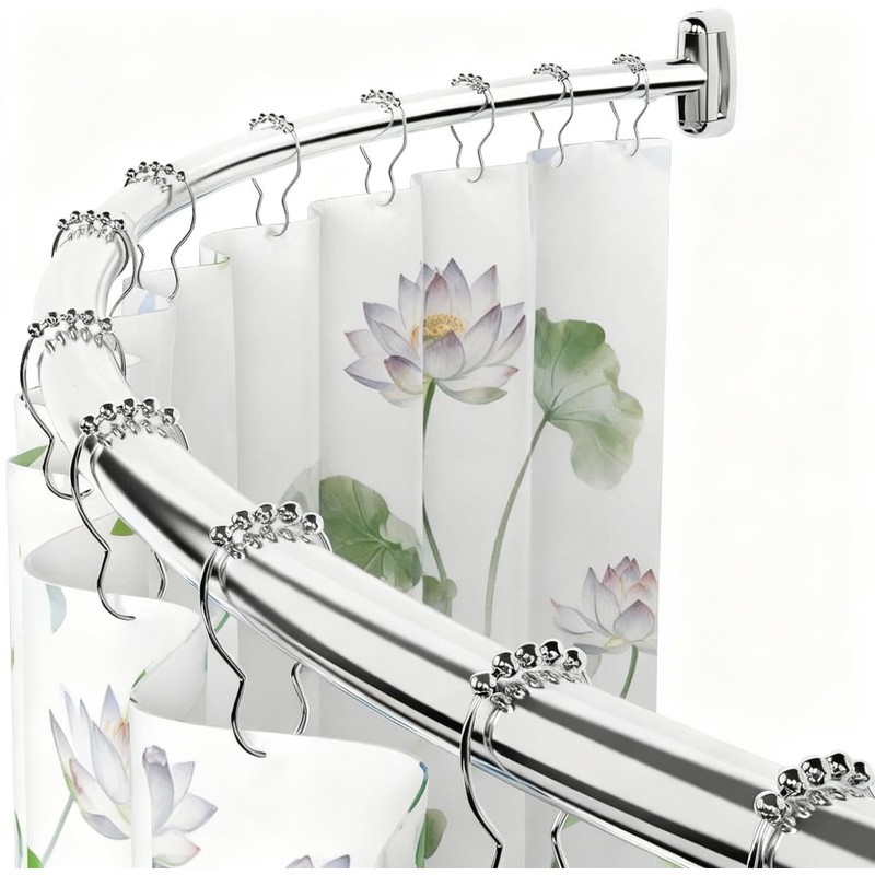 2 Pack Shower Curtain Rod Brackets, Adjustable 180°Rotation, Curved Shower