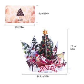 Christmas 3D Greeting Cards,Christmas Cards 3D Pop Up Holiday Greeting Cards Christmas Tree/Reindeer/Santa Claus/Castle/Greeting Card & Envelopes for Christmas Xmas Green