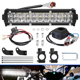 Led Light Bar, Motorcycle Headlight Kit Small LED Light Bar for KLX110 YFZ450 CRF110 YZ250F CRF250F TTR110 XR150L for Taotao Apollo Honda ATV 4 Wheeler Dirt Bike Motocross 60W fit 7/8" Handlebars