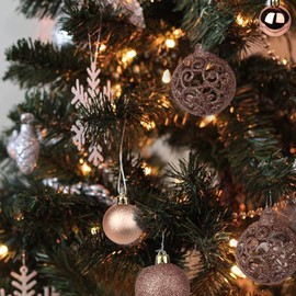 Hollyone Rose Gold Christmas Balls Ornaments Set, 42Pcs 1.57" Large Shatterproof Christmas Ornaments Decoration Hanging Ball for Xmas Tree Holiday Wreath Garland Wedding Party Home Decor