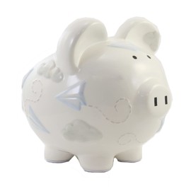 Child to Cherish Ceramic Piggy Bank for Boys, Paper Airplane