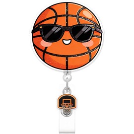 Cute Basketball Badge Reel for ID Card, Funny Basketball Retractable Nurse Alligator Clip Badge Reel for Women and Man, ID Name Tag Badge Holder for Office School Hospital Nurses Doctors Teachers
