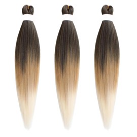 Braiding Hair Pre Stretched Extensions - 3 Packs Colored Hair for Braiding - Soft Yaki Braiding Hair with Hot Water Setting - Light Braiding Hair Extensions (1B/27/613, 26)