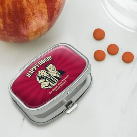 Happy Hour Go Ahead Pour Yourself Some Dinner Funny Humor Rectangle Pill Case Trinket Gift Box