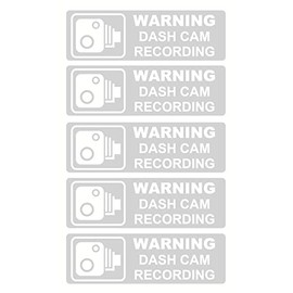 3.5x1.1 inch 5pcs Clear White Warning Dash cam Recording Sticker for Inside Car