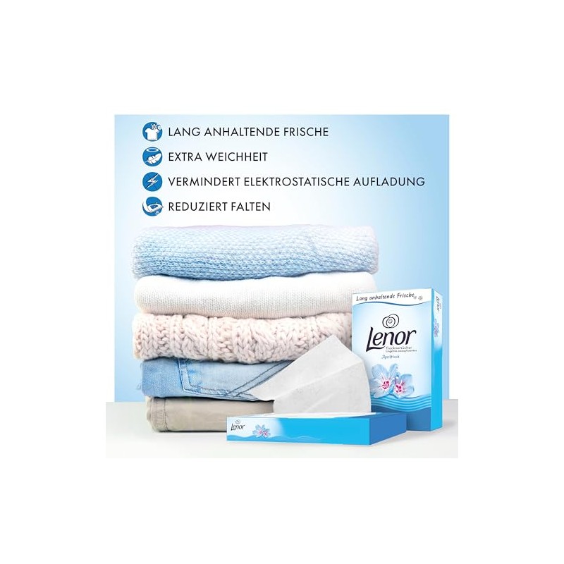 Lenor Aprilfrisch Dryer Cloths for Tumble Dryers, Kink-Free and Fresh