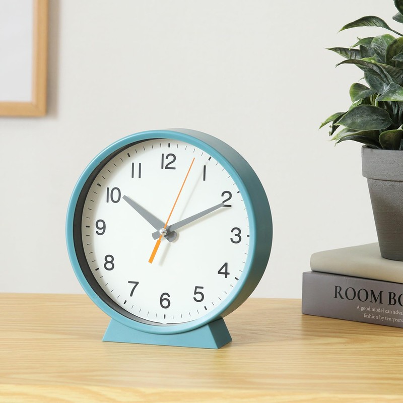 Fuji Boeki 29870 Dual Standing, Analog Clock, Silent, Small, Width