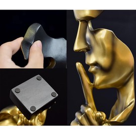 Tibeoyad Schweigen ist Gold Statue, Office Shelf Table Decoration Abstract Art Statue Home Ornament Creative Resin Sculpture (Golden)