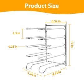 AshKiz Pizza Rack, Pizza Pan Rack, 5 Tier Stainless Steel Pizza Riser, Compact and Convenient Design for Easy Storage Multiple Pizzas pan 10.43" L x 8.52" W x 13" H
