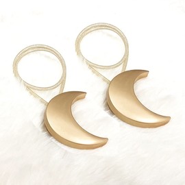 Magnetic Curtain Tiebacks Metal Moon Curtain Clips Rope Holdbacks Art Meniscus Gold Window Curtain Tie Backs for Home Office Decorative Drapes set of 2