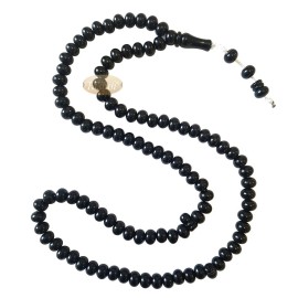 ExoticPrayerBeads MUSLIM PRAYER BEADS – Black Hard Monomer 99ct 7x8mm Islamic Dhikr Tasbih