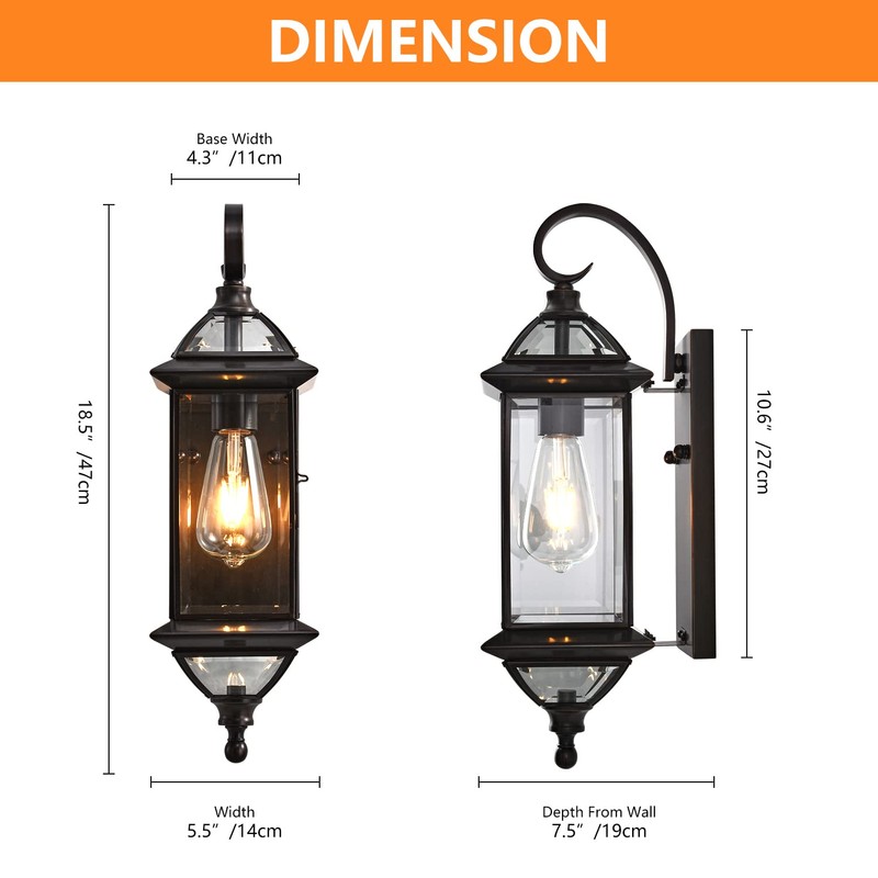 Milaii 18.5" H Copper Outdoor Wall Lights Exterior Waterproof Wall