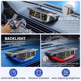 2025 Updated RV & Trailer Tire Pressure Monitoring System, TPMS Sensors Set with Solar Charge, RV Accessories Camper Accessories with 4 Sensors & Color LCD Display, 0-99PSI for Sedan, SUV, MPV