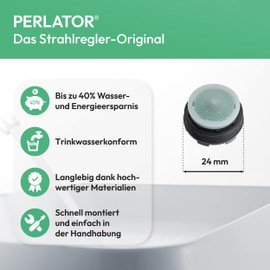 Perlator® Water-Saving Screw-In Jet Regulator with Key M24 x 1 ~ 5.7 l/min Set of 4