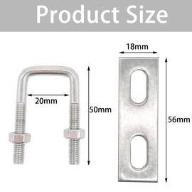 U-bolt square U bolts U-bolts clamps - 4 pieces bracket clamp roof box attachment square bracket axle plate M6 with nuts frame plate for towing cars ships repair